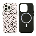 uCOLOR Compatible with iPhone 15 Pro Case [8 ft Drop Tested] Compatible with MagSafe - Protective Luxury Designer Mag Series Cases (Almond Latte Polka iPhone 15 Pro 6.1")